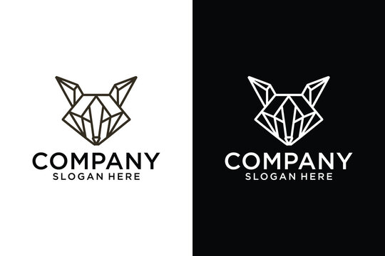 luxury line fox logo design minimalist origami fox logo illustration