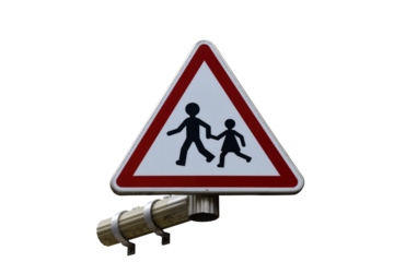 School zone traffic warning sign isolated on the transparent background