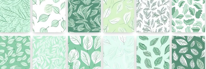 mint random hand drawn patterns, tileable, calming colors vector illustration pattern