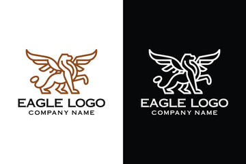 Eagle wings logo design. Eagle shield wings icon. Flying bird emblem.Golden eagle logo concept. Vector illustration template, emblem design on white background