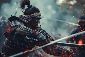 Samurai warrior in battle