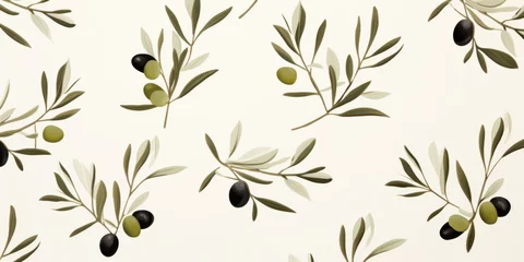 Foto op Canvas olive cool minimalistic pattern burnt olive over ivory background  © GalleryGlider