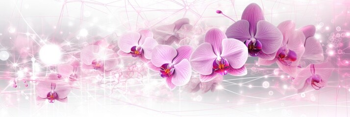 Fototapeta na wymiar orchid abstract technology background using tech devices and icons 