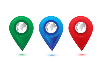 Set of map pin location icons. Modern map markers .Vector
