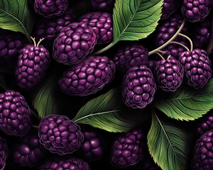 blackberry on the bush seamless background