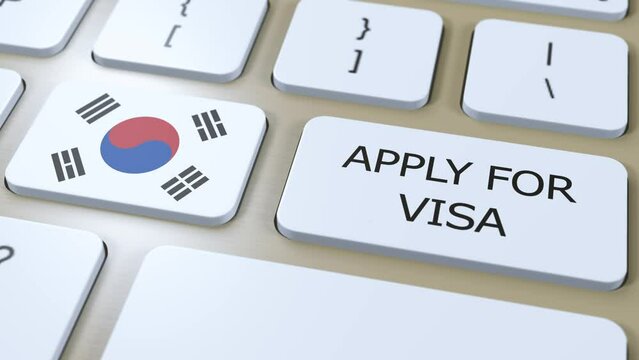 South Korea Apply for Visa Concept. Visa of Country or Government with National Flag