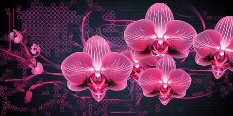 orchid microchip pattern, electronic pattern, vector illustration
