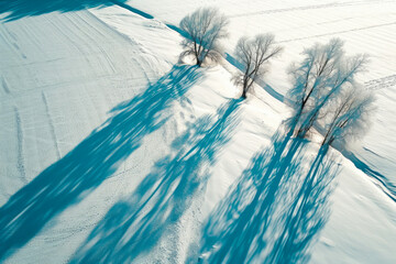 Frosty Fields from Above: Aerial Photography with Winter Shadows