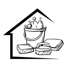 Background with cleaning items. Housekeeping illustration for service and advertising.
