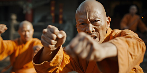 Shaolin monk in battle