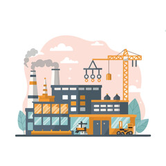 Fototapeta premium 2d vector illustration colorful machine , worker and Industry and its development technology, factories and production lines icon