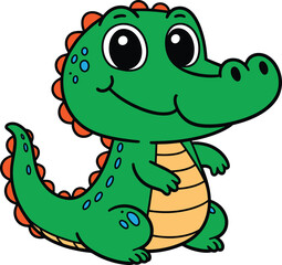 Crocodile 2D cartoon character clipart