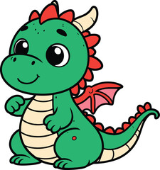 Dragon 2D cartoon character clipart