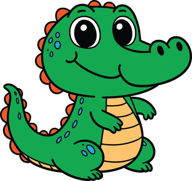 recommend clip art: Crocodile 2D cartoon character clipart