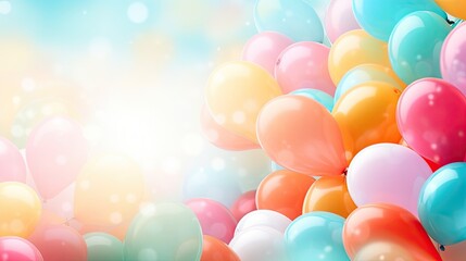Fototapeta na wymiar Balloon Euphoria: A closeup of colorful balloons, forming a festive background.