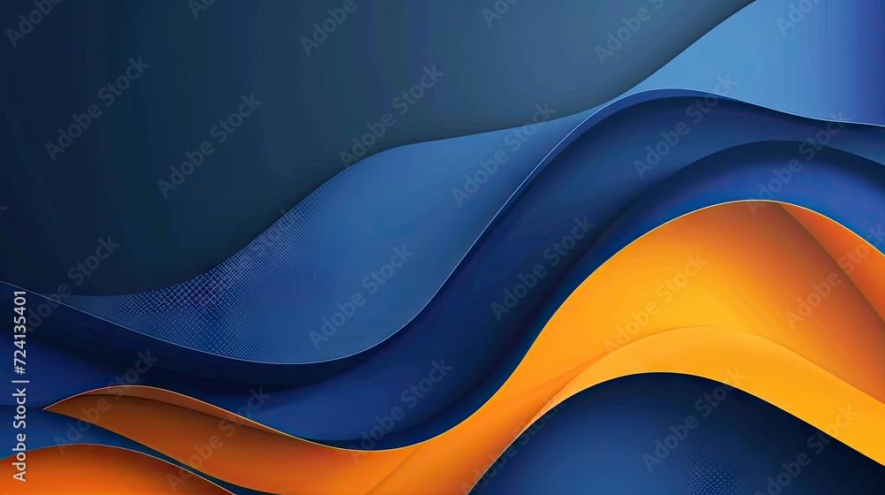 Wall mural Abstract blue and orange background with wavy lines