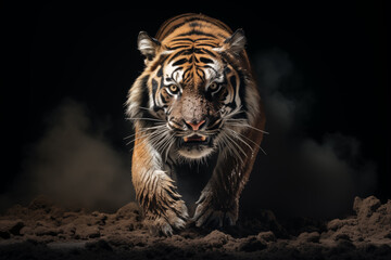Tiger. World Wildlife Day. Group of wild animals on nature background.
