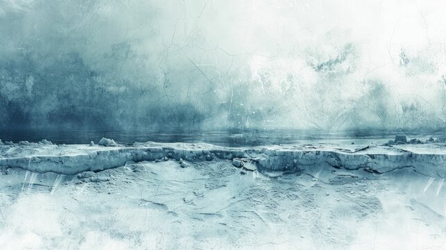 A frozen landscape, showcasing a grunge texture with deep ice cracks