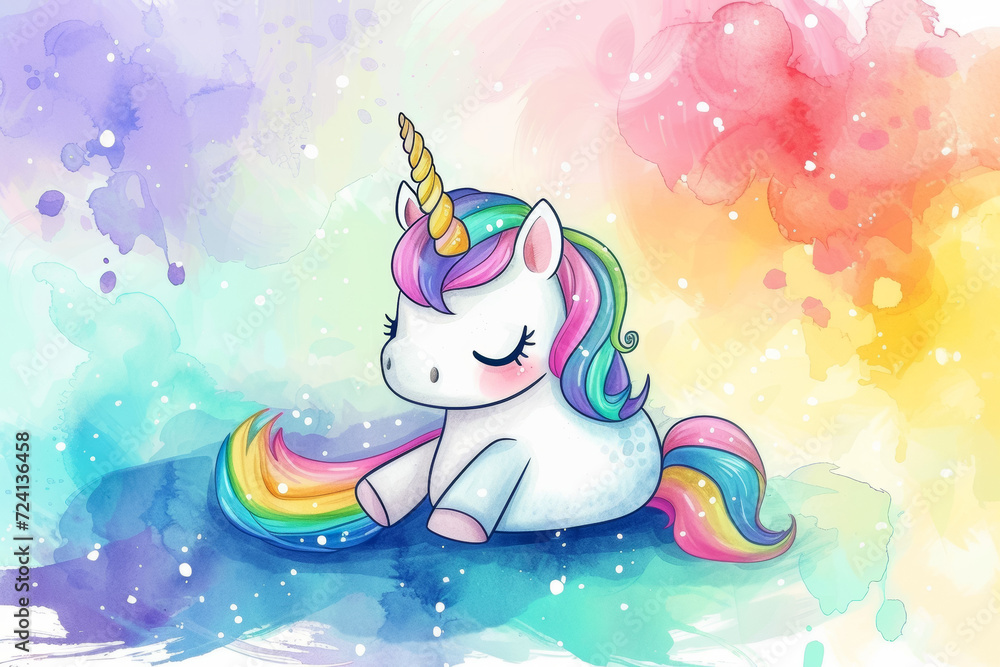 Poster rainbow unicorn. background with selective focus and copy space