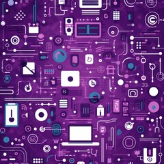 Fototapeta na wymiar plum abstract technology background using tech devices and icons 