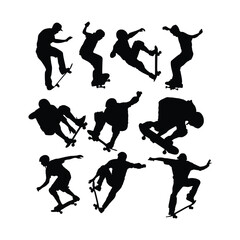 Skateboarding or Skateboarder Silhouettes Vector illustration