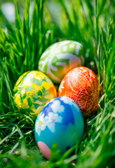 Beautiful Easter eggs for the holiday. Selective focus.