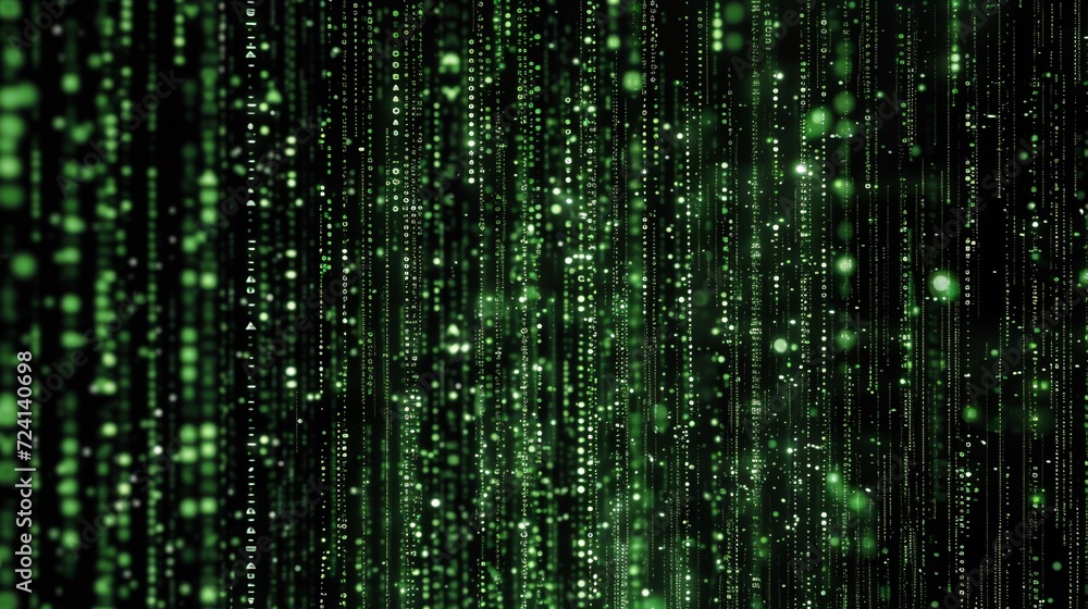 Aufkleber green matrix digital background. abstract cyberspace concept. 3d rendering. ai.