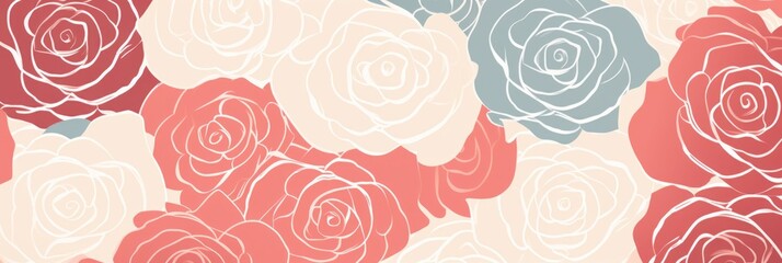 rose random hand drawn patterns, tileable, calming colors vector illustration pattern