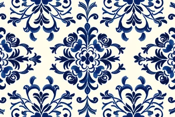 Foto op Canvas royalblue cool minimalistic pattern burnt royalblue over ivory background © GalleryGlider