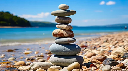 Fotobehang Feng Shui and Zen with a stack of stones © Алла Морозова