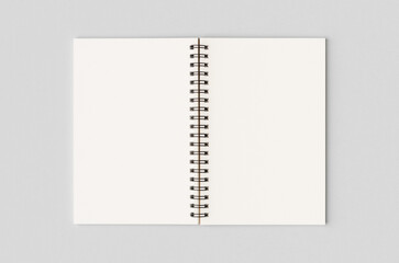 Blank white inside of a kraft spiral notebook mockup.