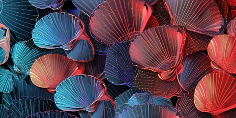 seashell microchip pattern, electronic pattern, vector illustration  - obrazy, fototapety, plakaty