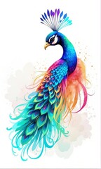 Obraz premium digital colorful paint painting of peacocks