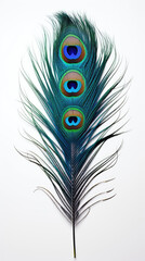 peacock feather on white background