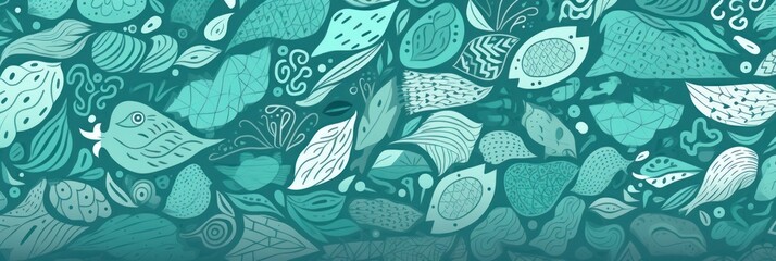 teal random hand drawn patterns, tileable, calming colors vector illustration pattern