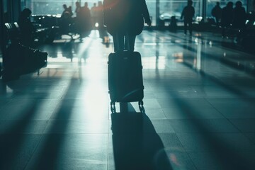 Embarking on a New Journey: A Suitcase with Luggage at the Airport Symbolizes the Challenges and Excitement of Travel - Journeying into a New Life of Leisure and Exploration