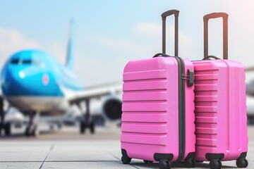 A Suitcase with Luggage Highlights the Challenges and Hassles of Airport Travel - The Image Features a Plane on the Runway, Emphasizing the Realities of the Airport Experience