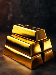 Stacked gold bars on dark background