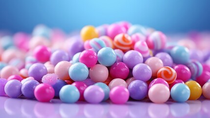 Colorful candies background. Chocolate candies with sprinkles.