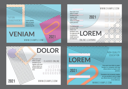 Flyer Layout with Paper Cut Simple Layered Geometric Shapes