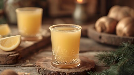 Refreshing cups of kvas. Kvass a drink produced through fermentation served in a traditional kvassinik. Traditional Russian fermented drink. - obrazy, fototapety, plakaty