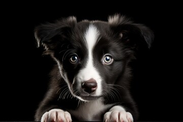 border collie puppy, black and white dog. shepherd breed, pet.