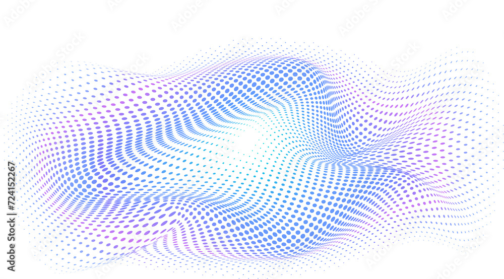 Aufkleber warp of space. abstract gradient halftone background. twisted plane of dots. modern sample for prese