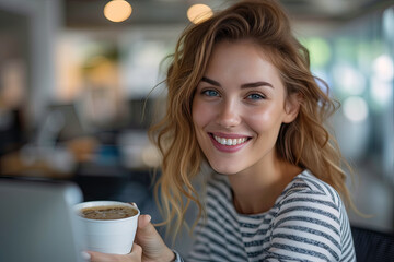 Young Businesswoman Taking a Coffee Moment
