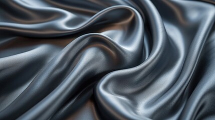 Obraz premium An up-close perspective of luxurious silk fabric in an elegant 'Ultimate Gray', highlighting its smooth, flowing texture, ideal for high-end fashion designers and luxury interior decorators