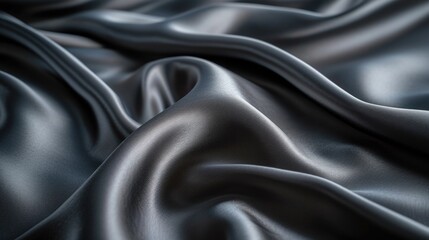 Obraz premium An up-close perspective of luxurious silk fabric in an elegant 'Ultimate Gray', highlighting its smooth, flowing texture, ideal for high-end fashion designers and luxury interior decorators