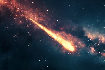 A meteorite is flying in space against a dark sky background. - obrazy, fototapety, plakaty