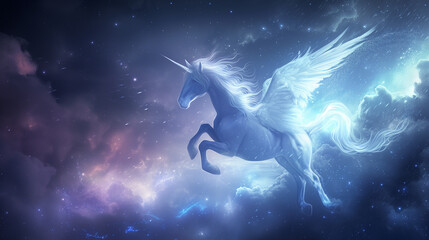 Obraz na płótnie Canvas flying unicorn