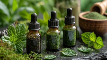 Natural Serum and Green Tea Powder for Skincare Generative AI