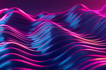 Fototapeta premium 3D Neon Waves: Abstract Background with Vibrant Lines